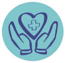 Illustration of hands supporting a heart