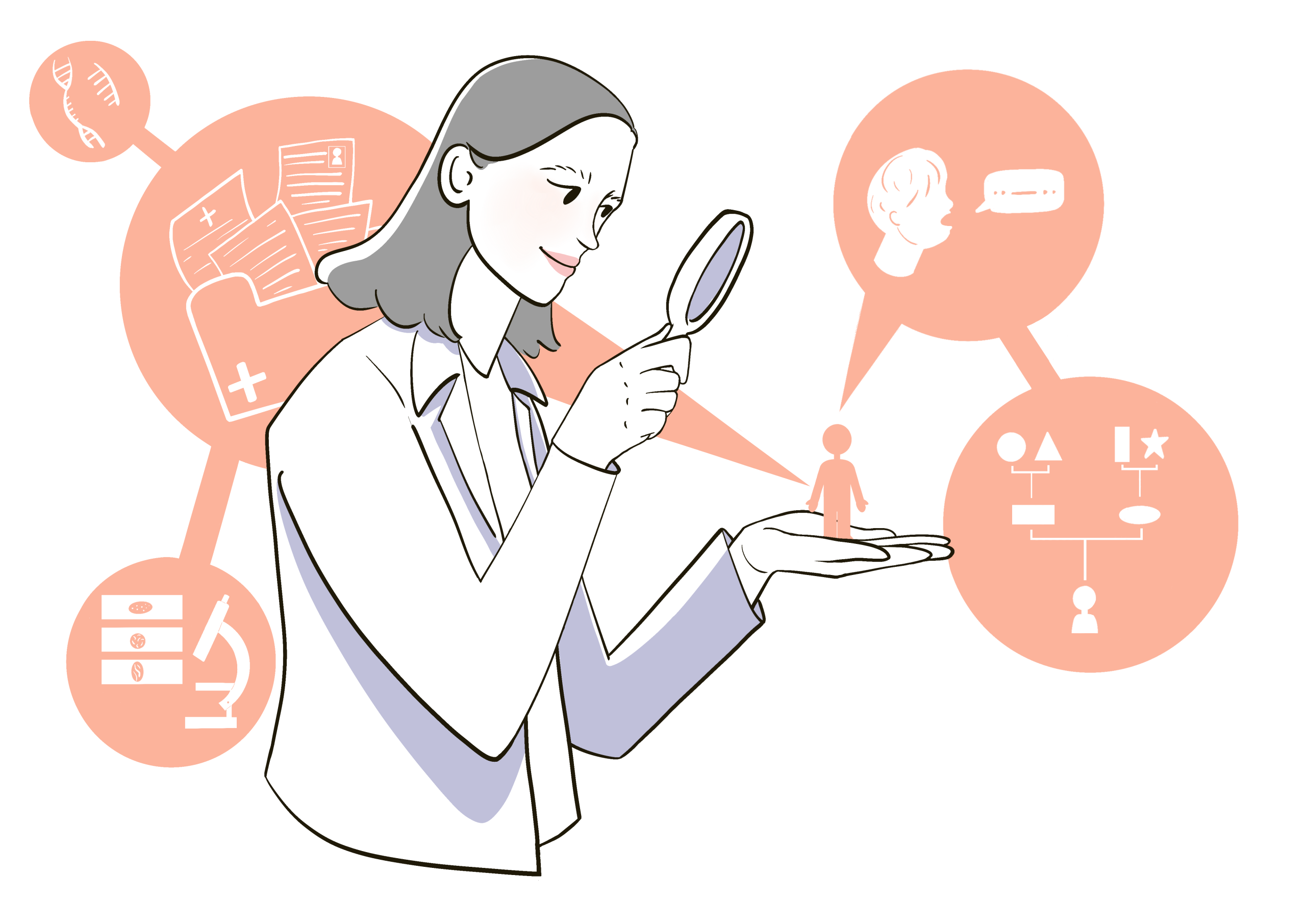 Illustration of an adult speaking with a child